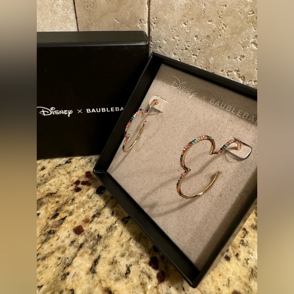 Disney X BaubleBar Mickey Mouse Multi Color Rhinestone Mouse Shaped Earrings - Picture 5 of 6